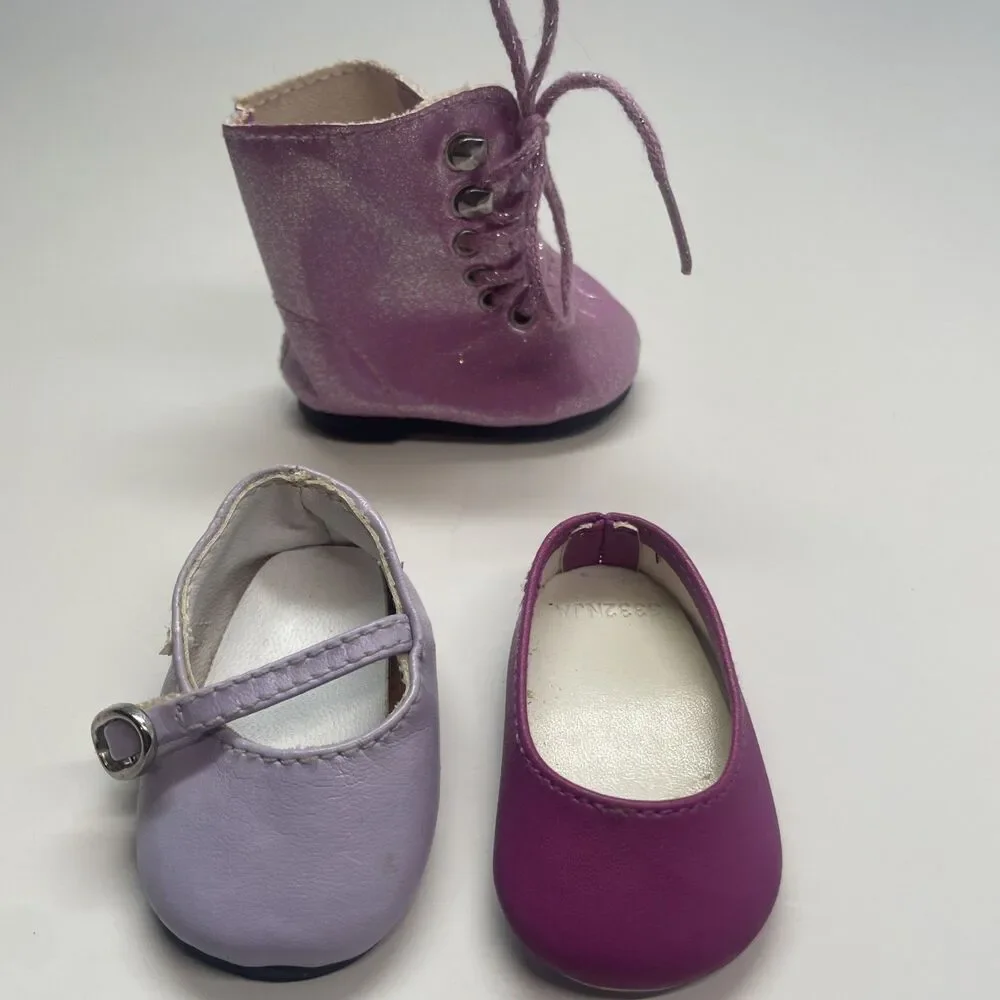 Lot of 3 Mixed Doll Shoes Flats & Boots – Fits 14.5
